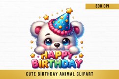cute Birthday Animal Clipart, Peeking Birthday Animal png Product Image 1