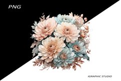 Rose Gold and Teal Chrysanthemum PNG Product Image 1