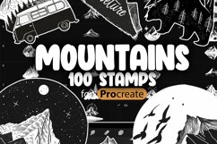 100 Procreate Mountains Stamp Brushes Product Image 1
