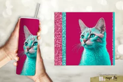 PINK CAT tumbler wrap sublimation design png Product Image 2