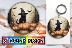 Spooky Cat Round Design Sublimation Halloween Theme Product Image 1