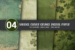 Vintage Clover Grunge Digital Paper Product Image 1