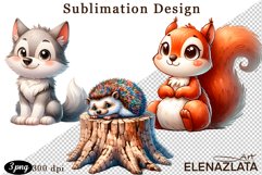 Animal clipart, Cute baby Watercolor clipart Product Image 1