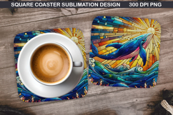 Dolphin Coaster Sublimation, Summer Coaster PNG Design Product Image 1