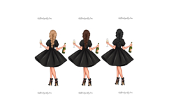 Birthday Girl Clipart Black Dress | Fashion Woman Champagne Product Image 10