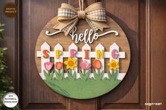 Hello Spring Door Sign Laser Cut | Wooden Door Sign | SVG Product Image 2