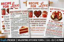 Valentine Kitchen Towel PNG, Valentine day Sublimation, Xoxo Product Image 1