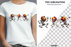 Dancing Skeletons & Pumpkin Head PNG, Spooky Halloween Decor Product Image 1