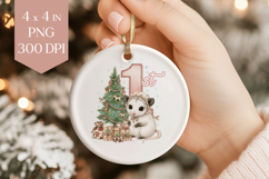 Baby Opossum 1st Christmas Sublimation PNG - Keepsake Art Product Image 1