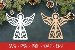 Christmas Angel laser SVG PNG| Christmas ornament Product Image 2