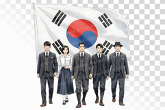 This dignified illustration portrays a group of Korean inde Product Image 1