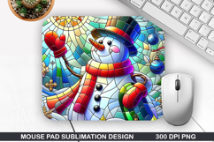Snowman Mouse Pad Sublimation, Christmas Mouse Pad PNG Product Image 1