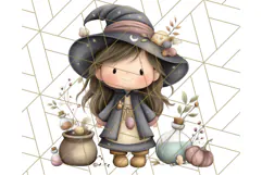 Spooky Little Witches Halloween Clipart PNG Product Image 3