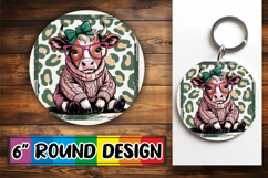Blissful Round Ornaments Design PNG, Cute Cow Product Image 1