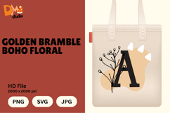 Golden Bramble Boho Floral Monogram Product Image 1