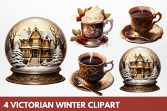 Victorian Winter Clipart Sublimation PNG, Victorian Clipart Product Image 1