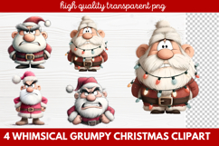 4 Whimsical Grumpy Christmas Clipart | Funny Grumpy Holiday Product Image 1