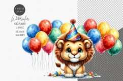 Party animals, Lion clipart, Birthday clipart Product Image 1