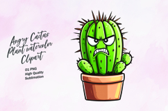 Angry cactus plant clipart PNG Product Image 1