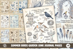 Summer Birds Garden Junk Journal Pages Product Image 1