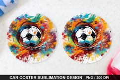 Soccer Ball Car Coaster - Coaster Sublimation Design Product Image 1