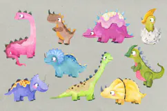 Watercolor Dinosaur Clipart PNG Product Image 3