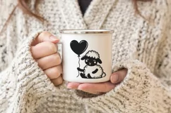 Cute sheep with heart shaped balloon SVG EPS PNG. Product Image 2