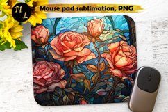 Roses mousepad png,Stained glass Roses Mouse pad design Product Image 1