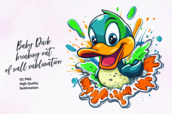 Cute duck breaking out of wall clipart sublimation Product Image 1