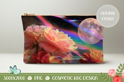Moon Cosmetic Bag, Pink Roses Cosmetic Bag Template Product Image 1
