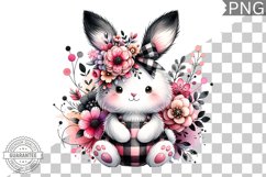 Bunny With Flowers Sublimation - Clipart PNG Design Product Image 1