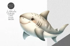 Ocean clipart, Shark clipart, Watercolor clipart Product Image 1