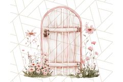 Pastel Pink Fairy Garden Clipart, Enchanted Cottagecore Png Product Image 3