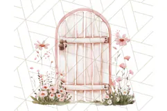 Pastel Pink Fairy Garden Clipart, Enchanted Cottagecore Png Product Image 3