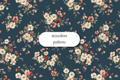 Elegant Floral Seamless Pattern Dark Blue Vintage Style Product Image 1