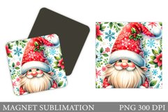 Christmas Gnome Magnet. Christmas Magnet Sublimation Product Image 1