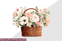 Watercolor Flower Basket Clipart, Bundle Flower Basket PNG Product Image 3