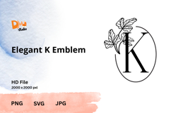 Elegant Emblem Monogram - Botanical Letter SVG | JPG | PNG Product Image 1