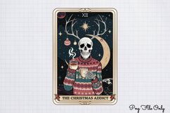 Funny Christmas Skeleton Tarot Cards Clipart PNG Product Image 1