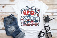 Red White &amp; 250 retro Doodle PNG T-Shirt|4th of July PNG Product Image 11