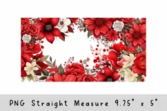 Red flower glass can wrap, Watercolor flowers sublimation Product Image 2