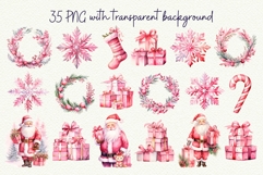 Pink Christmas Clipart Coquette Christmas Watercolor Product Image 2