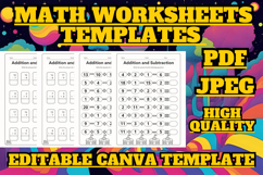Editable Subtraction and addition Math worksheets template 2 Product Image 1