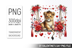 Valentine&#039;s Lion Cub Clipart PNG, Digital Download File Product Image 1