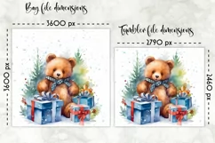 Watercolour Teddy Bear Lunch Bag Print | Christmas Lunch Bag Product Image 2