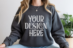 Dark heather Gildan 18000 Sweatshirt mockup Product Image 1