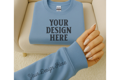 Gildan 18000 Chambray Sleeve Sweatshirt Mockup | Cozy Crewne Product Image 1