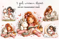 Girl Unicorn Clipart PNG Product Image 1