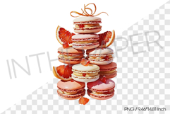 Grapefruit macaron tower PNG Clipart Watercolor Dessert Product Image 1