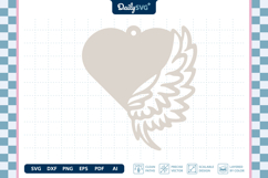 Angel Wing Heart Earrings Laser Cut SVG Product Image 3
